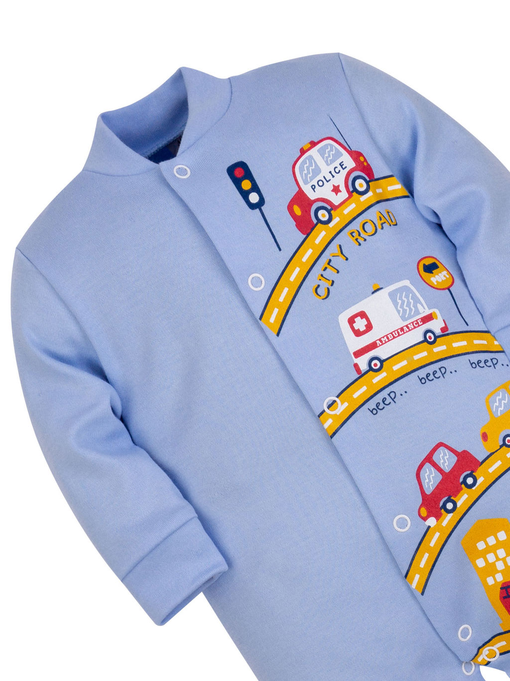 Комбинезон ясельный голубой принт спецмашины