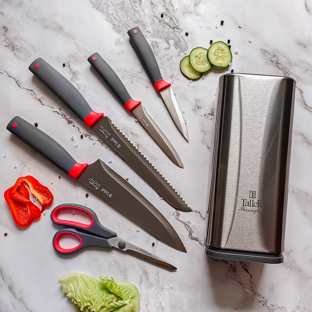 Набор ножей из нержавеющей стали Беррингтон 6пр, ручка из ударопрочного пластика с покрытием soft-touch, на подставке из нержавеющей стали, TalleR (Китай) - Домашняя Мода фото 6