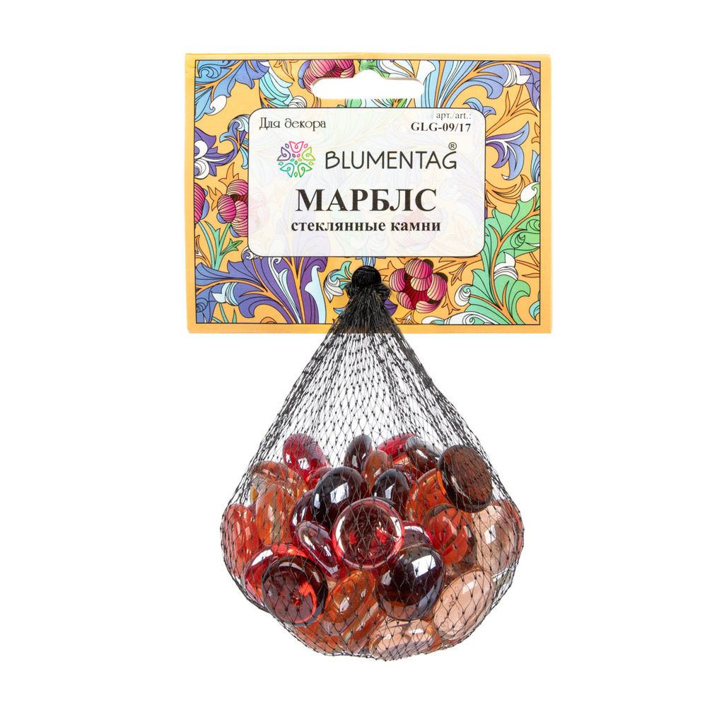 Blumentag GLG-09/17 МАРБЛС камни стеклянные 17 - 19 мм 6 х 340 г  10 г №01 ассорти  фото 4