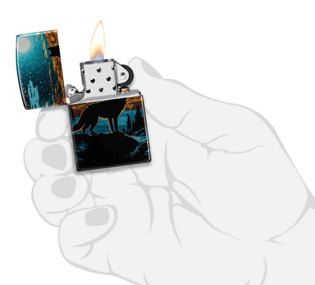 Зажигалка ZIPPO Волк в лунном свете | Moonlight Wolf 46252  фото 5