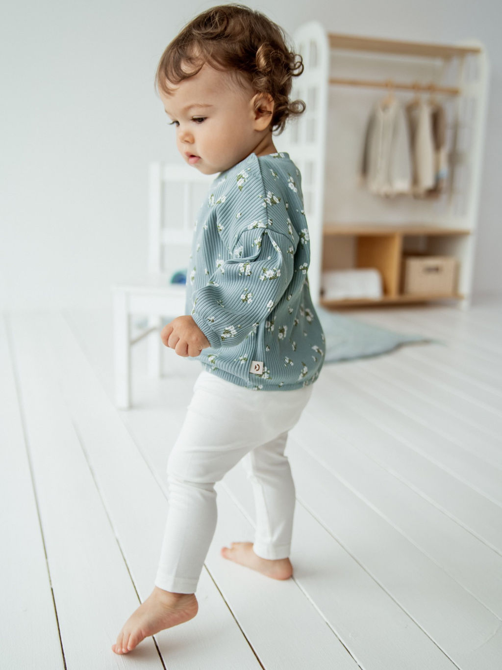 Лонгслив в рубчик Незабудки с объемными рукавами 0+ - Bungly фото 5