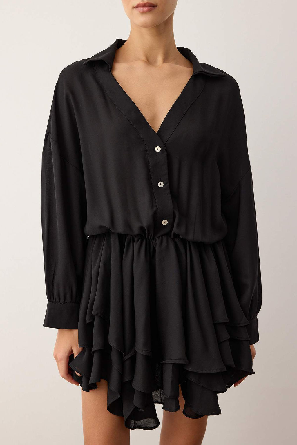 Siyah Etegi Volan Detayl? Boho Dokuma Sifon Elbise TWOAW26EL00310 - Trendyolmilla фото 3