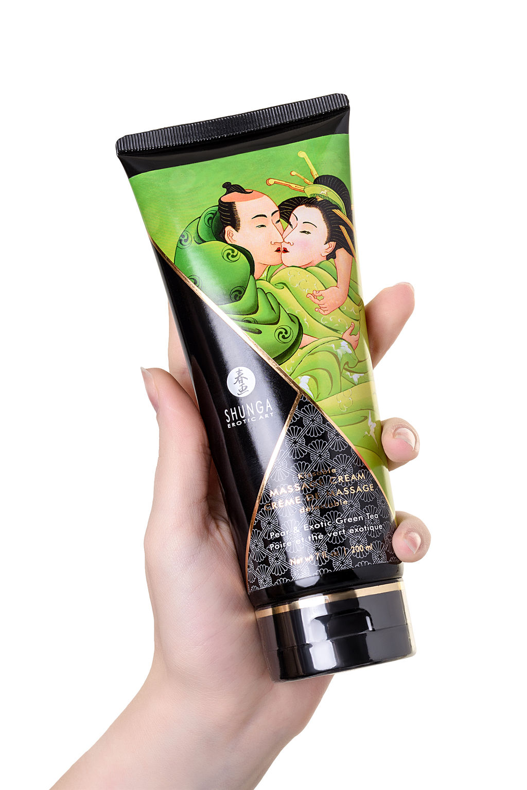 Массажный крем для тела Shunga Груша и зеленый чай (Pear&Exotic Green Tea), съедобный, 200мл