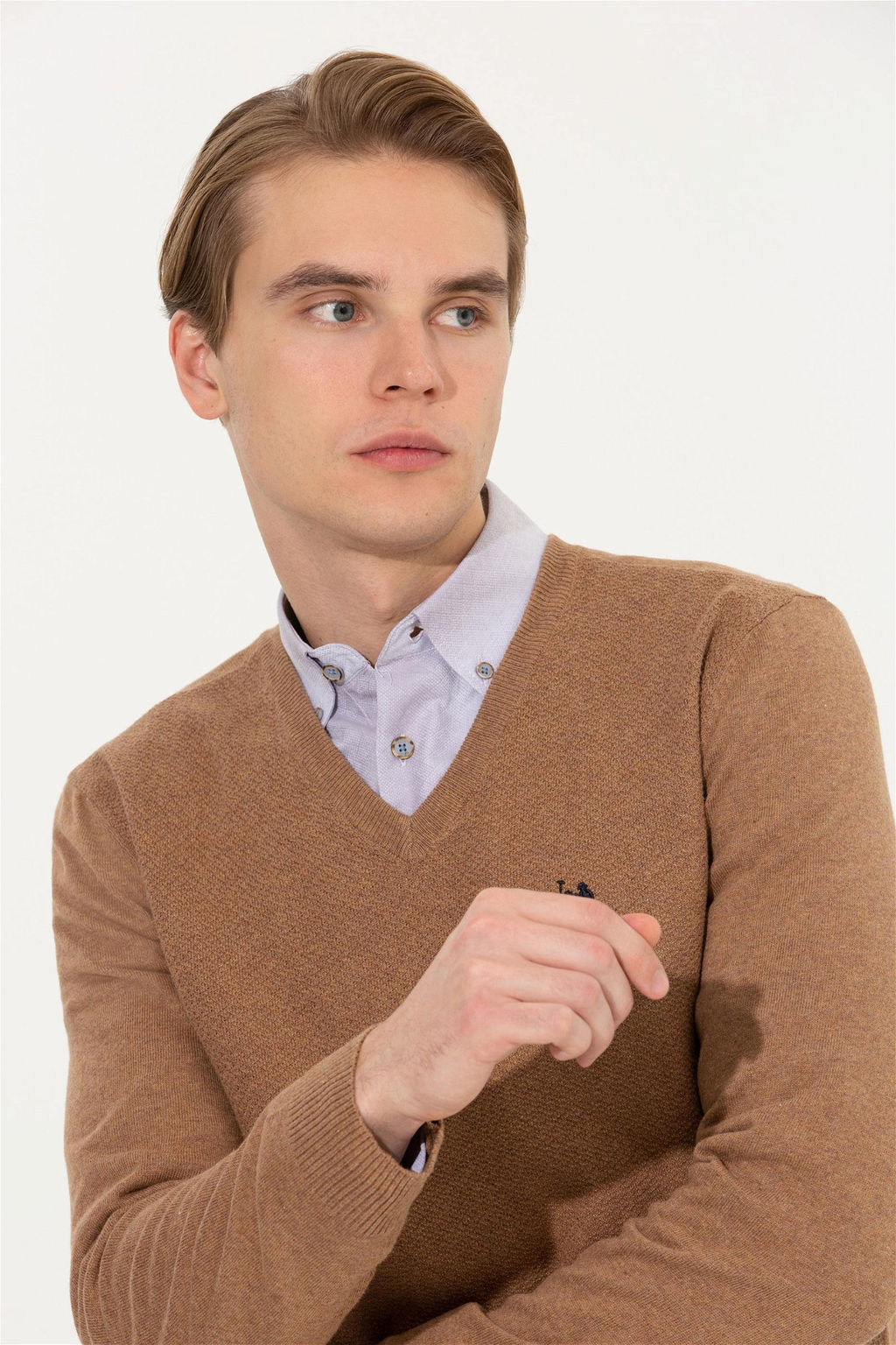 Мужской коричневый трикотажный свитер Basic - U.s. polo assn фото 7
