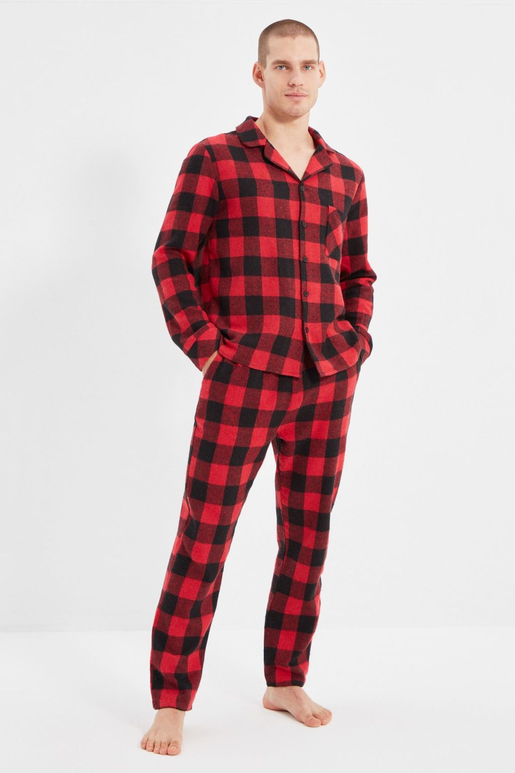 TRENDYOL MAN K?rm?z? Regular Fit Ekose Pijama Tak?m? THMAW22PT0419 - Trendyolmilla фото 3