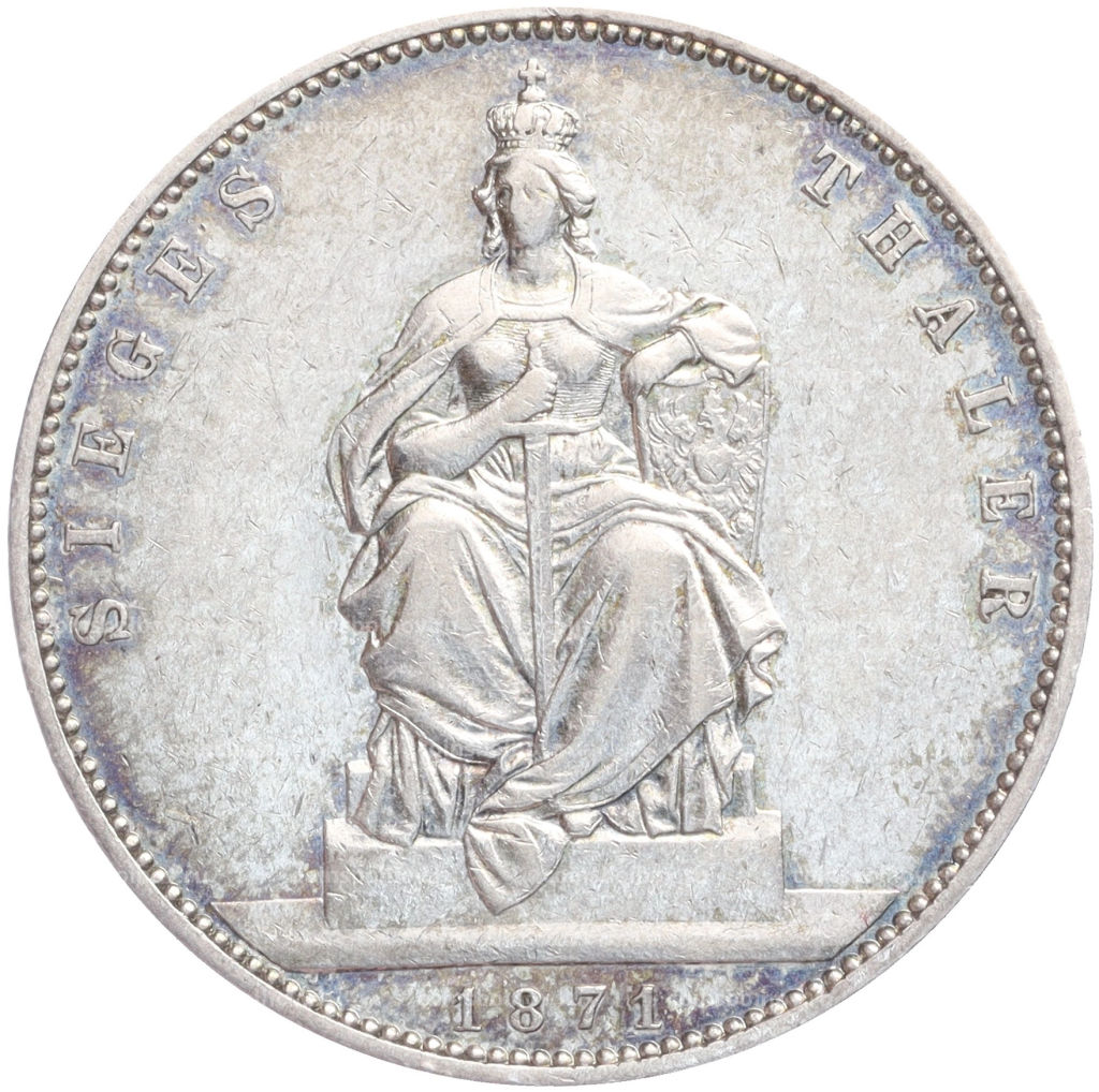 1 талер 1871 года A Пруссия Победа во Франко-прусской войне