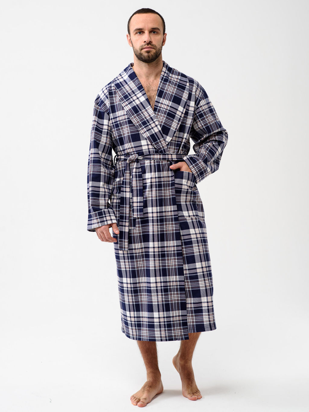 Мужской халат трикотажный чернильный 1566 (5) - Росхалат фото 7