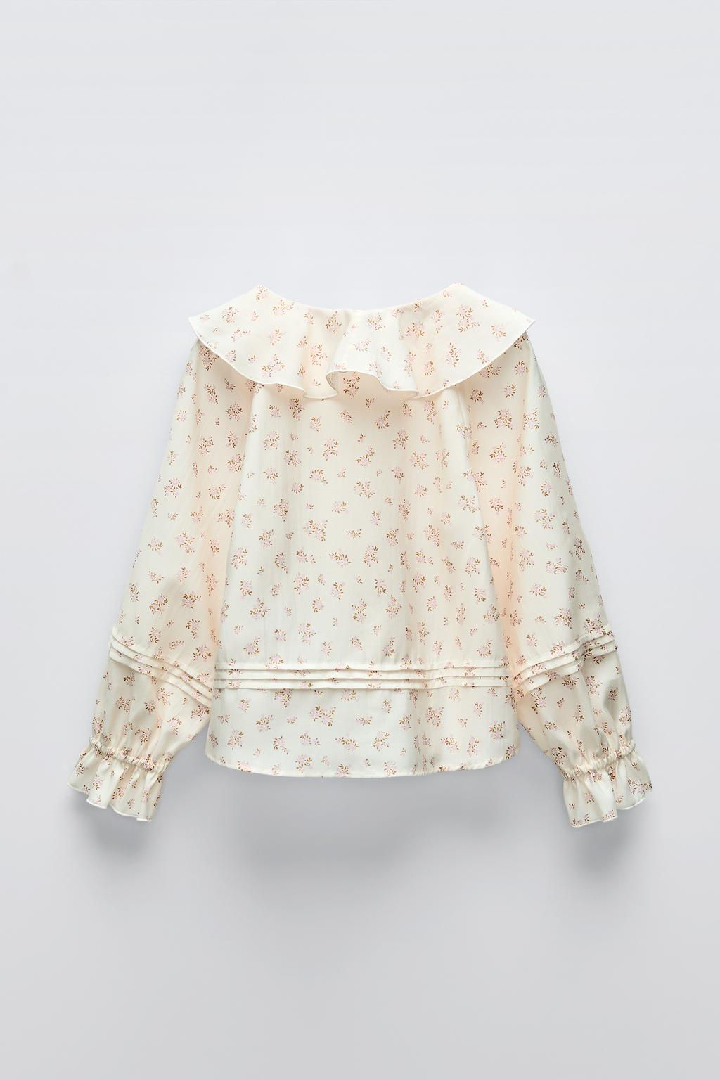 FLORAL PRINT BLOUSE WITH RUFFLE TRIMS - Zara фото 3