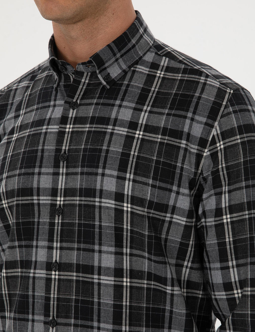 Siyah Ekose Regular Fit Uzun Kollu G_mlek - Pierre cardin фото 7