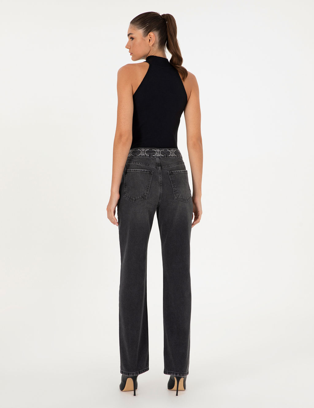 Antrasit Straight Fit Jean Pantolon