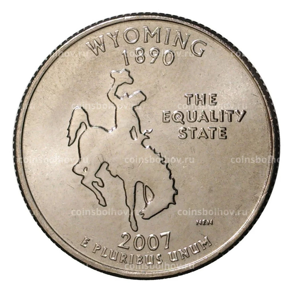25 центов 2007 года P Штаты и территории - Вайоминг