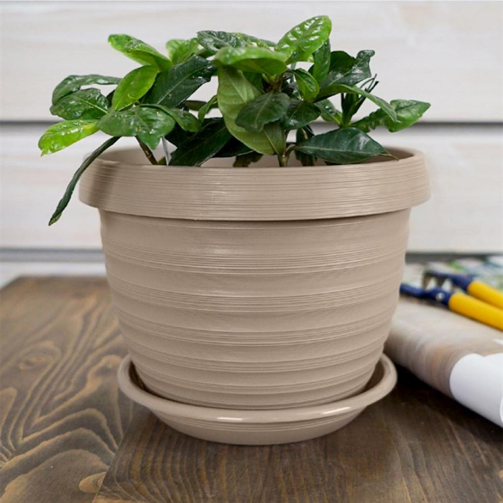 Пластиковый горшок Толедо, D 27, фраппе с поддоном - Вещицы фото 5