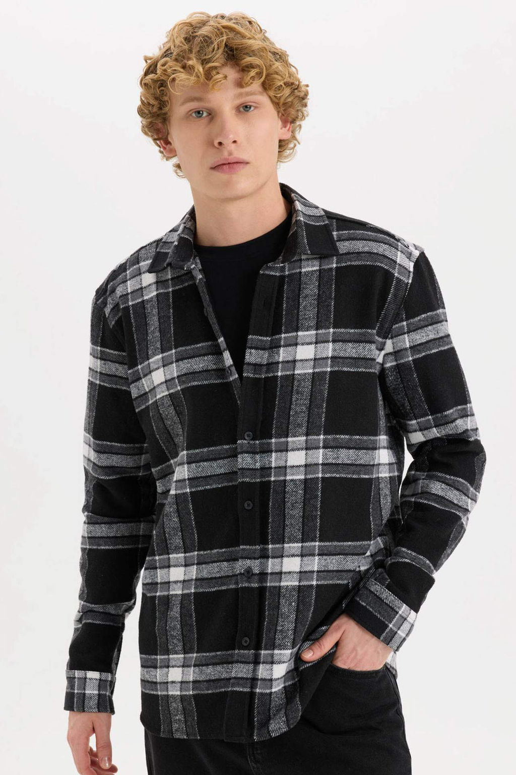 Regular Fit Kareli Oduncu Flanel Uzun Kollu Gomlek - Defacto фото 4