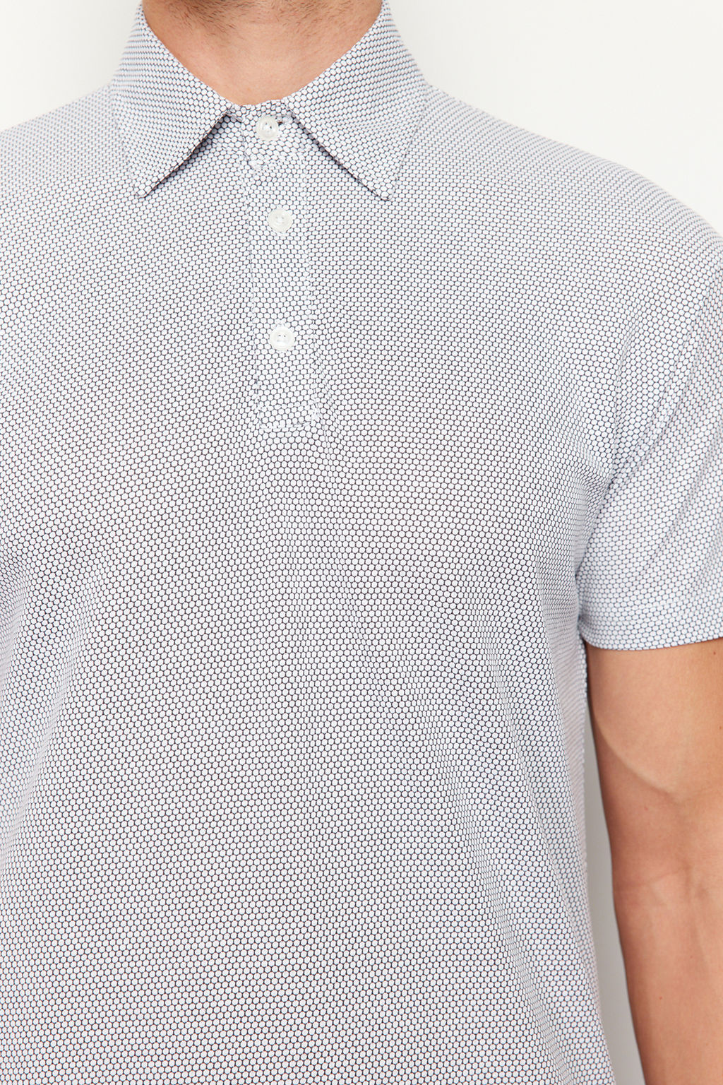 Beyaz Regular/Normal Kesim Dokulu Polo Yaka T-shirt TMNSS24PO00038