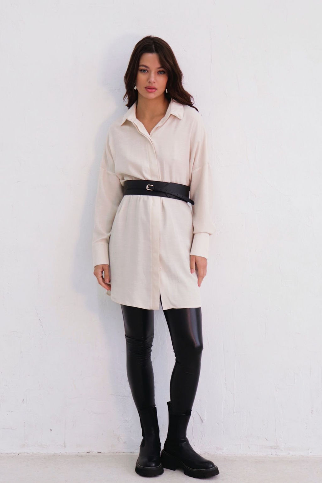 Базовая удлинённая рубашка свободного силуэта - Martichelli фото 115