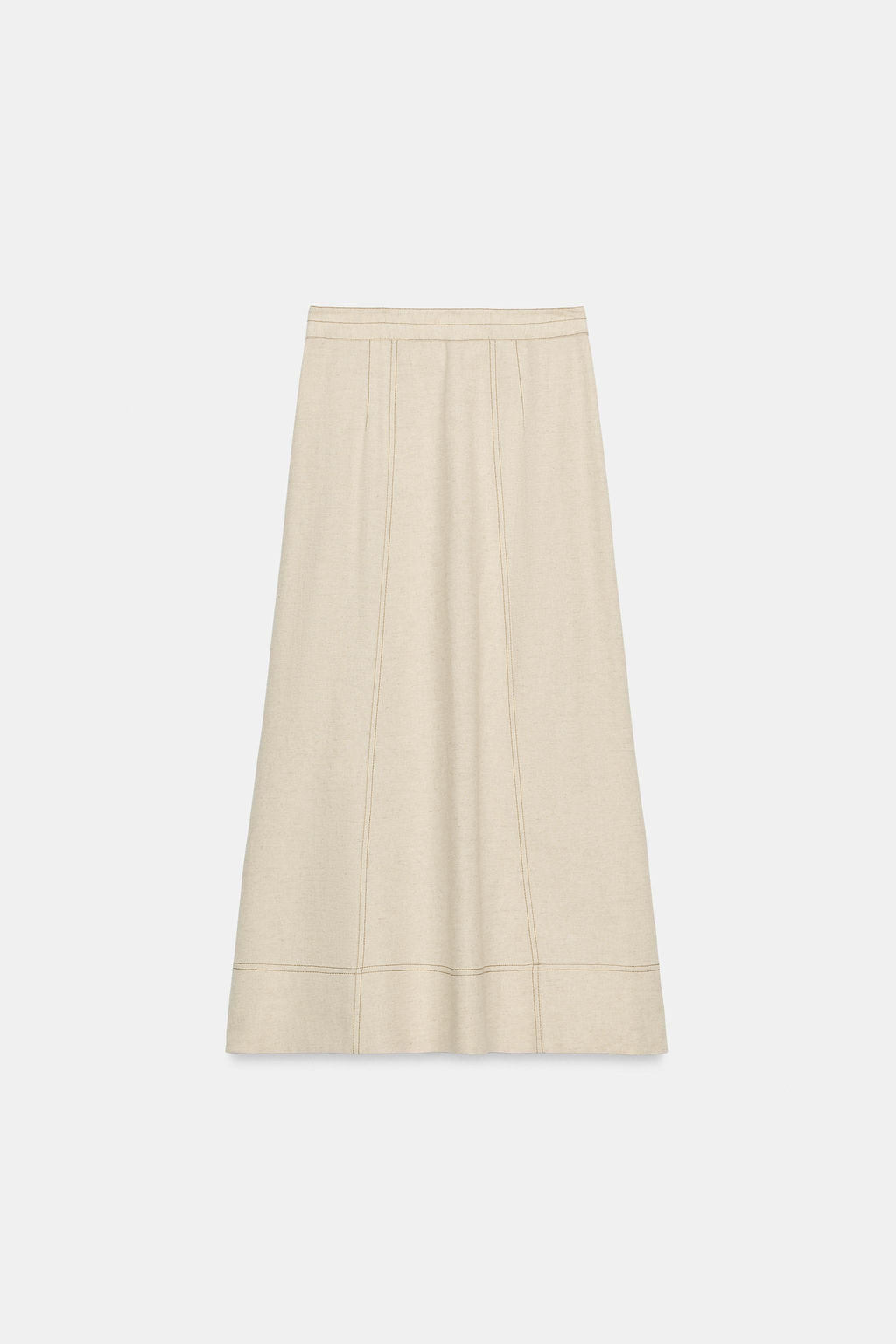 FALDA MIDI CRUZADA CON LINO / Beige claro - Zara фото 8