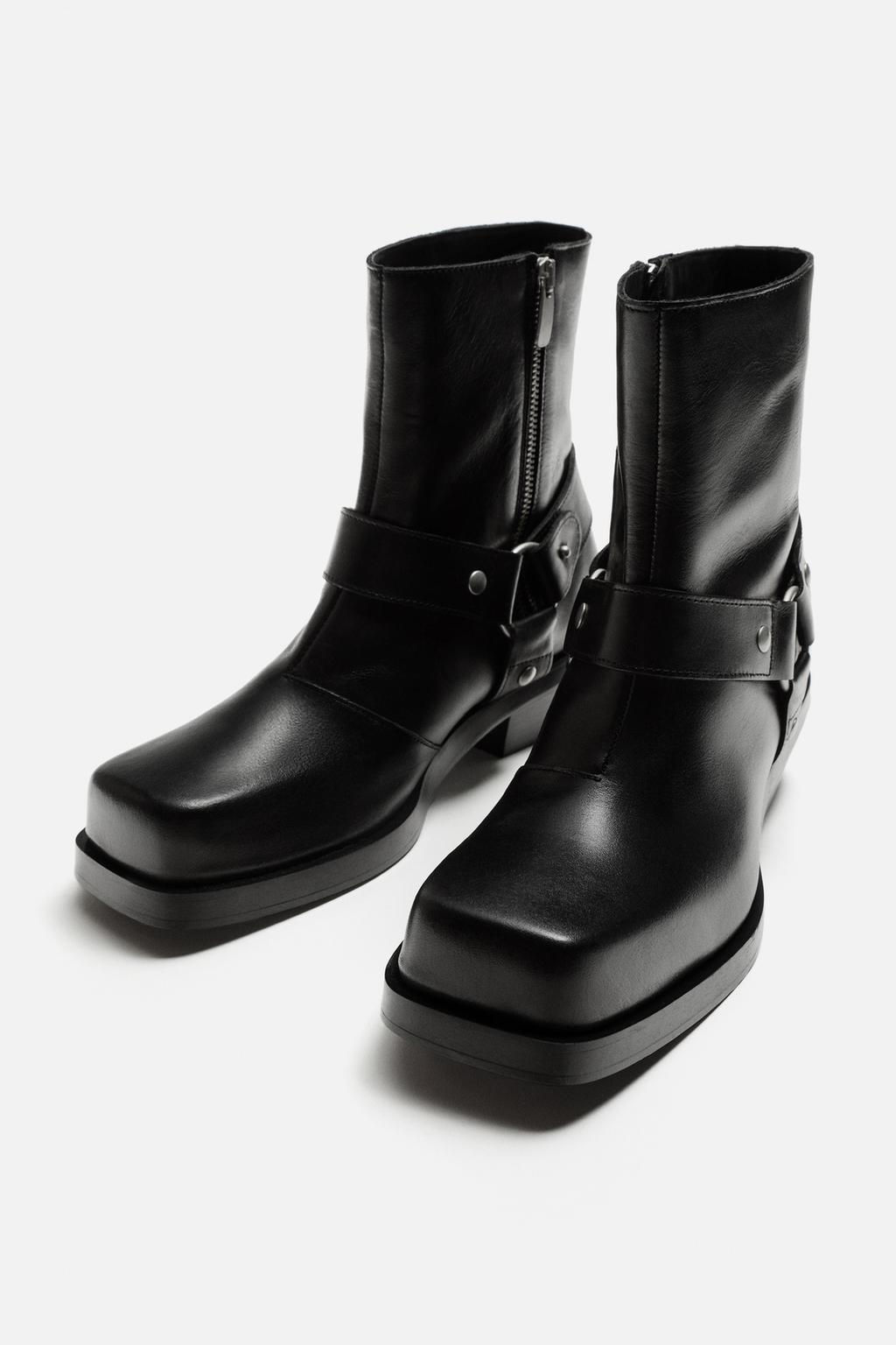 LEATHER HARNESS BOOTS - Zara фото 5