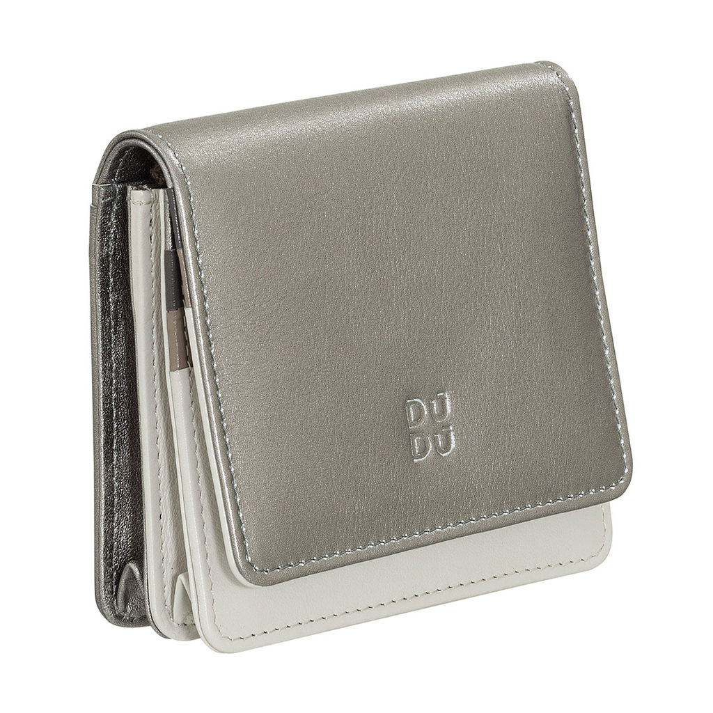Итальянский кожаный кошелек DuDu серии Flores | темно-серебристый - Dudubags фото 5