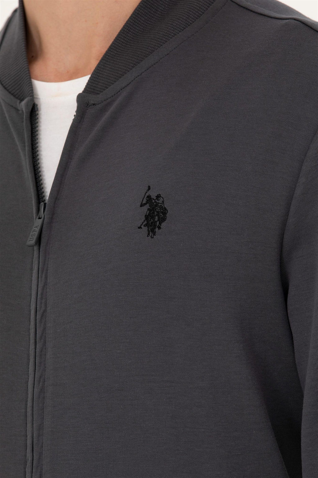 U. S. Polo Assn Мужской вязаный кардиган антрацитового цвета с воротником стойкой - U.s. polo assn фото 7