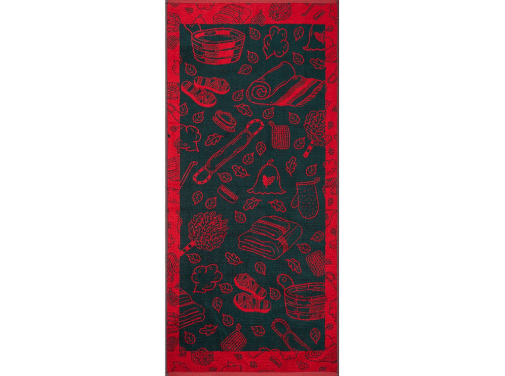 Полотенце махровое 6с102.411ж1 Атрибуты бани(т.зеленый1) 67х150см