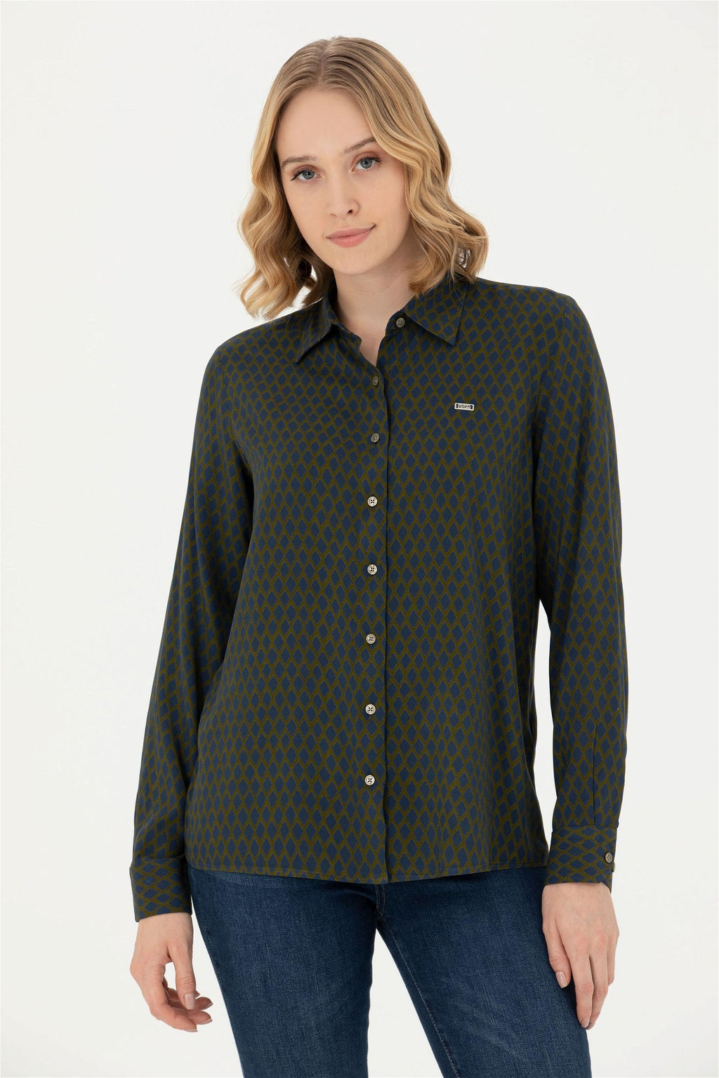 Женская рубашка цвета хаки с длинным рукавом Неожиданная скидка в корзине - U.s. polo assn фото 3