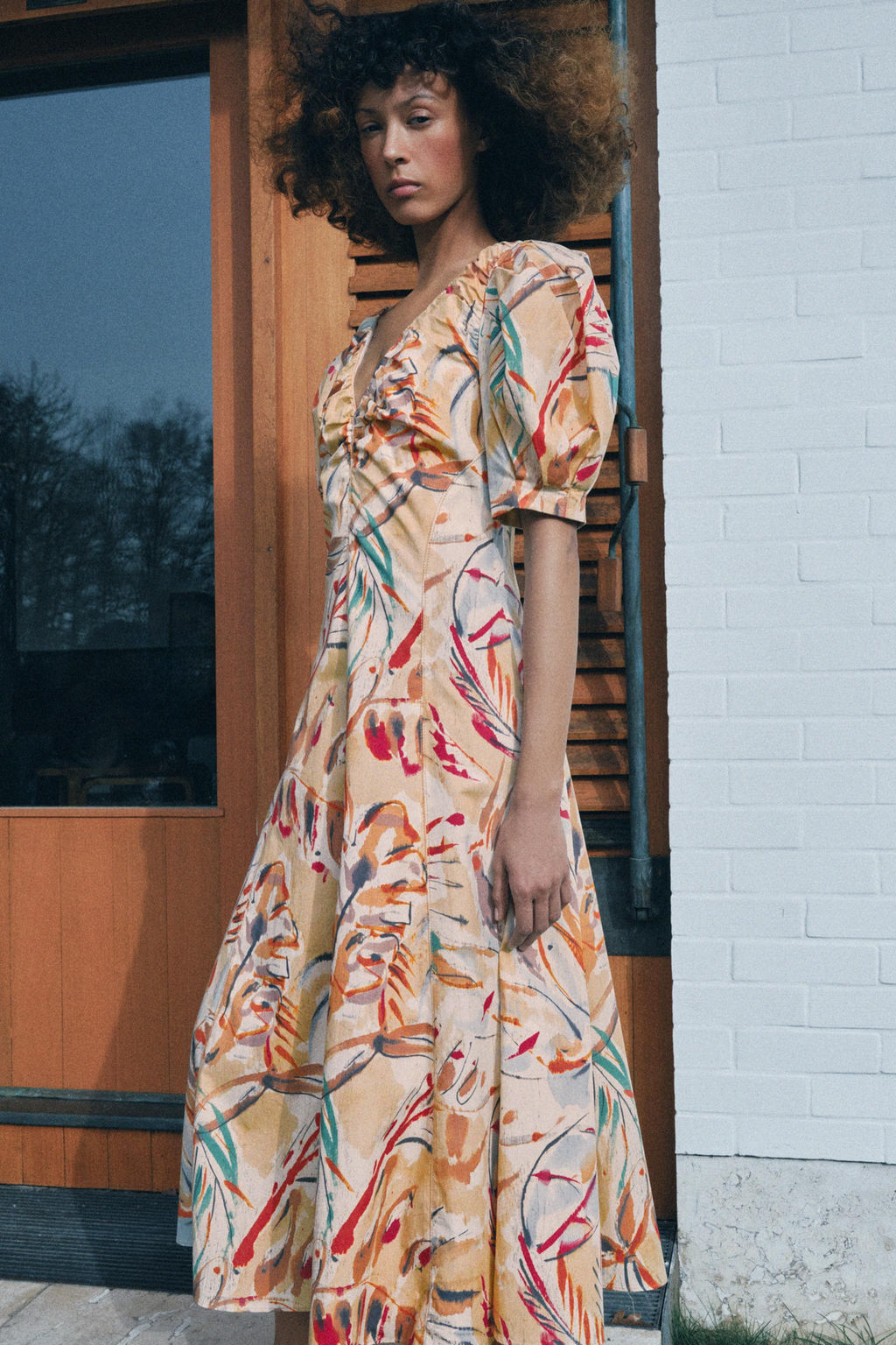 VESTIDO MIDI ESTAMPADO MANGA ABULLONADA / Multicolor - Zara фото 9