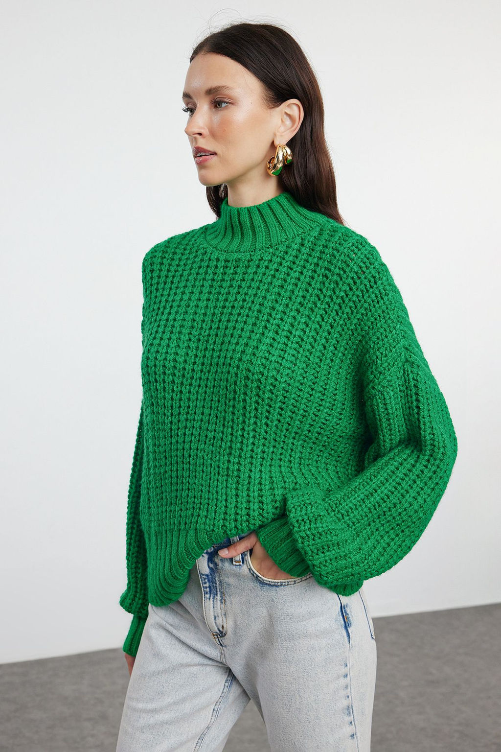 Fusya Crop Yumusak Dokulu Basic Kal?n Orgu Detayl? Triko Kazak TWOAW25KZ00061 - Trendyolmilla фото 7