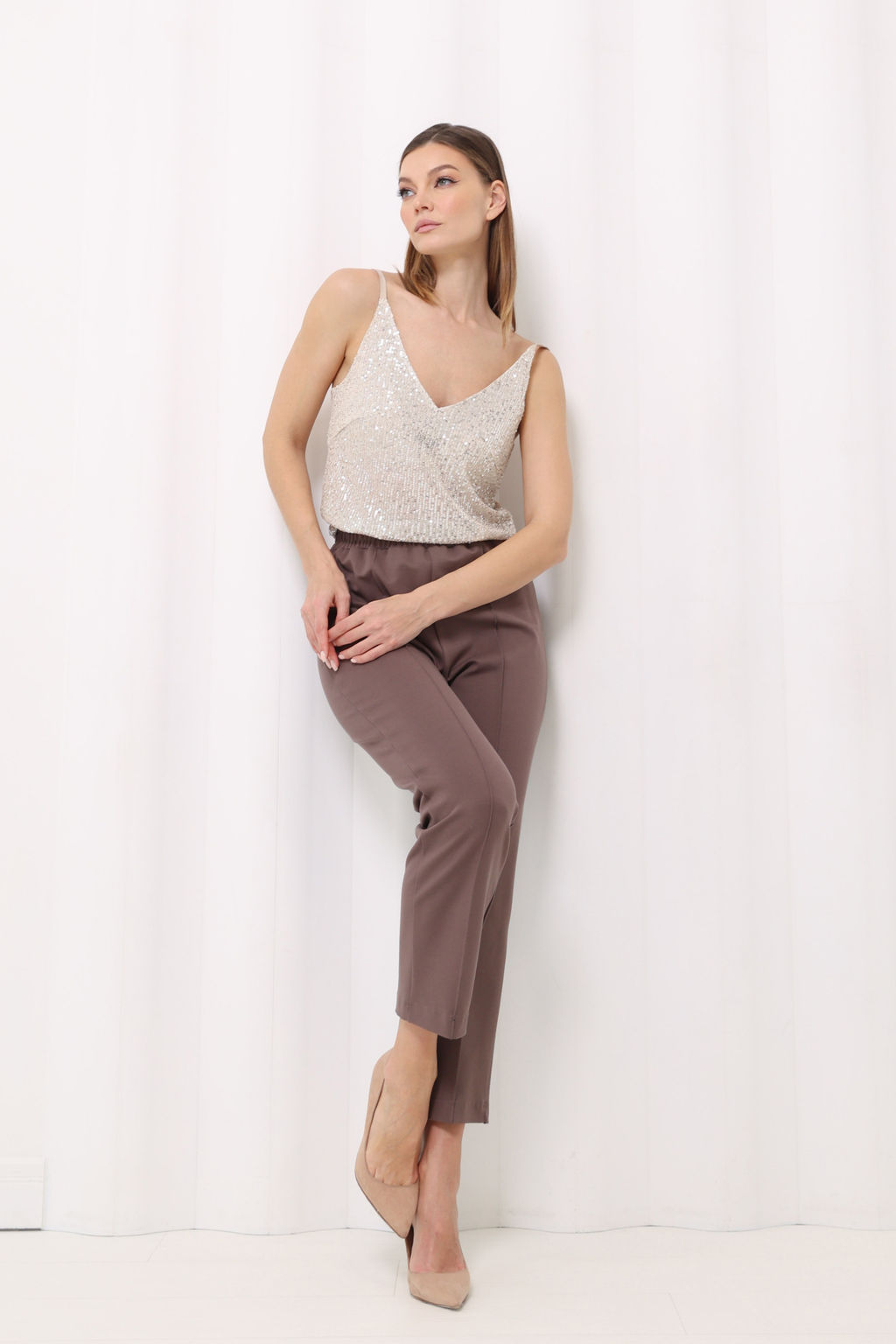 Топ в бельевом стиле с пайетками - Looklikecat фото 4