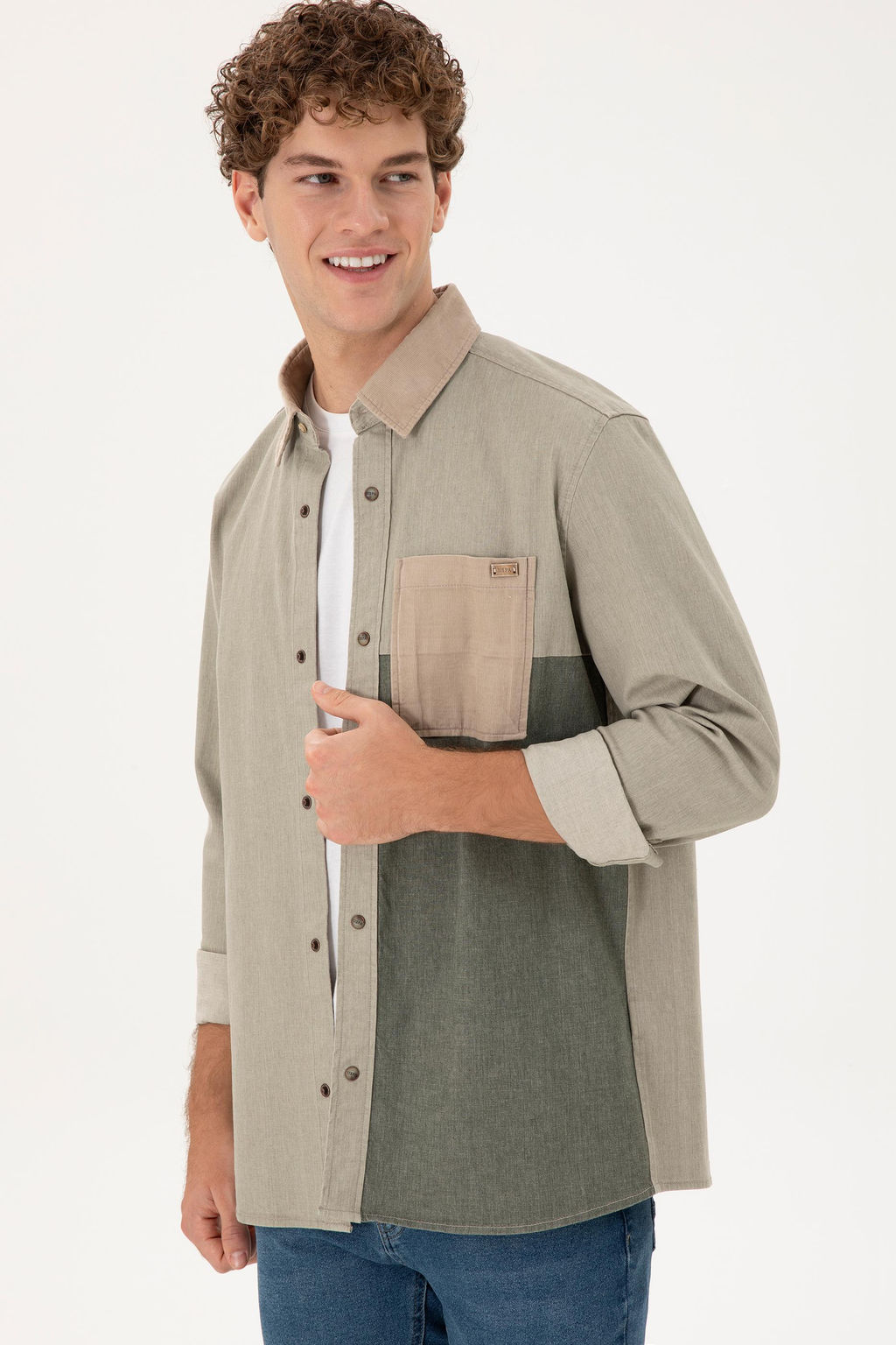 Мужская рубашка светло-хаки с длинным рукавом Неожиданная скидка в корзине - U.s. polo assn фото 3