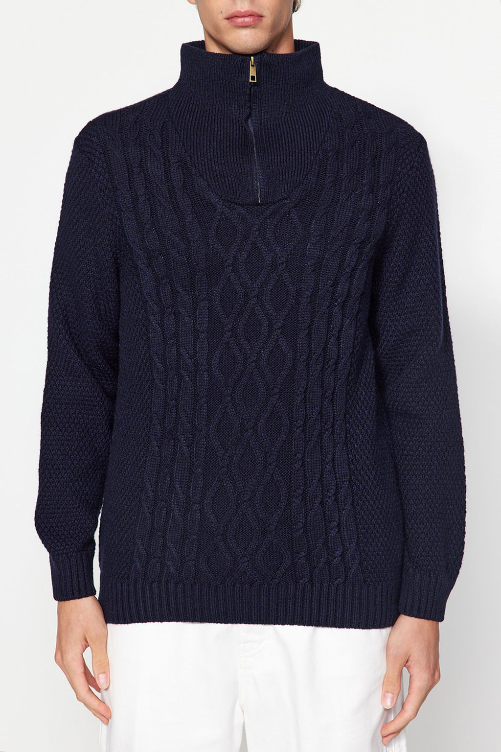 TRENDYOL MAN Lacivert Regular Fit Fermuarl? Yar?m Bal?kc? Yaka Triko Kazak TMNAW24KZ00047 - Trendyolmilla фото 11