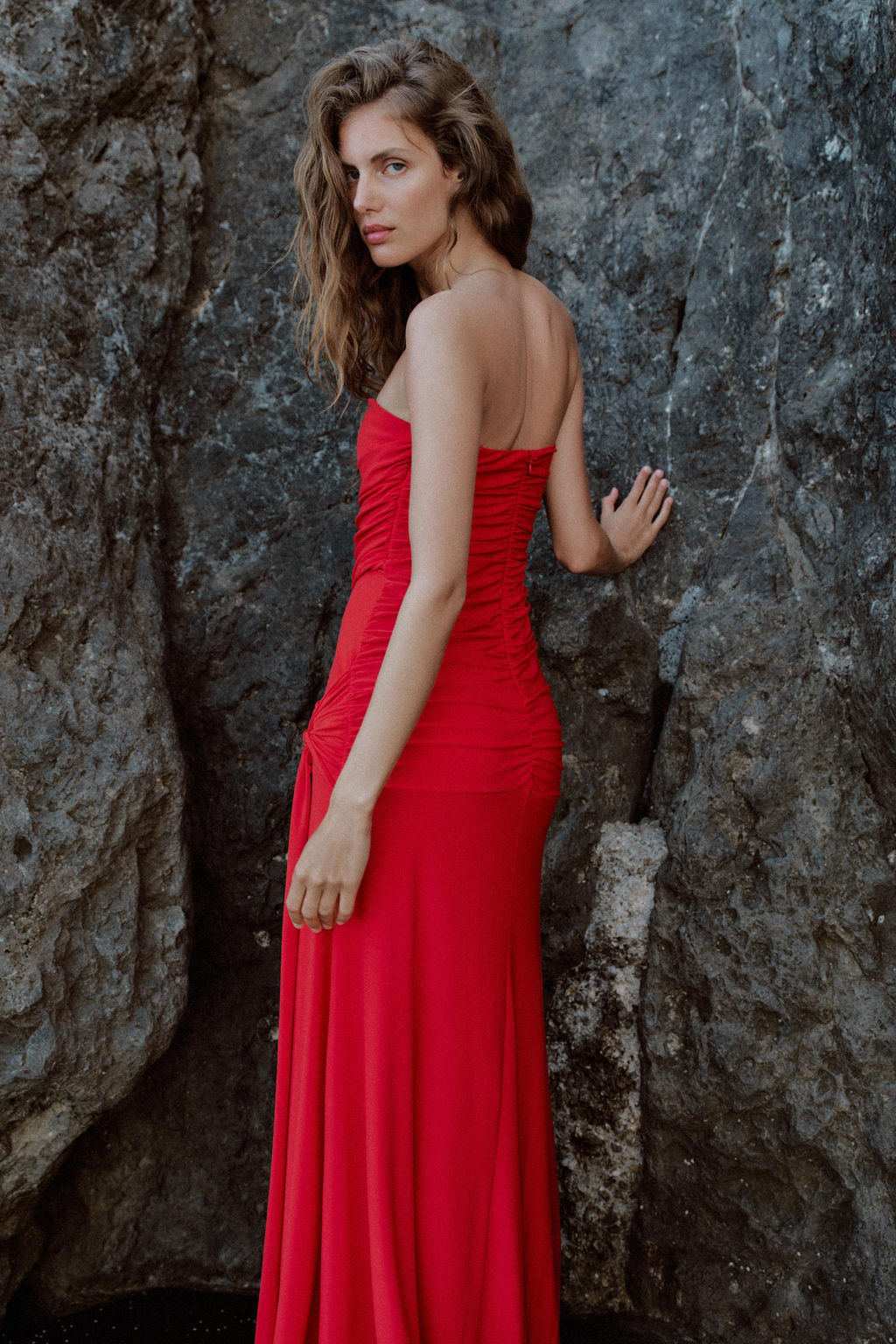 VESTIDO LARGO DRAPEADO / Rojo vivo - Zara фото 5