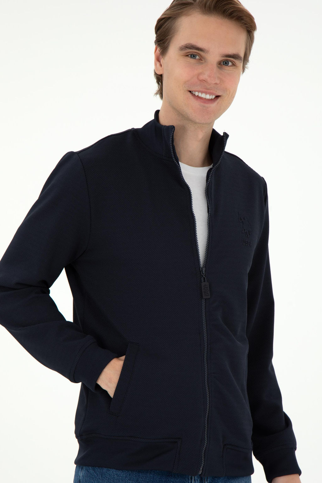 Мужской темно-синий вязаный кардиган Неожиданная скидка в корзине - U.s. polo assn фото 3