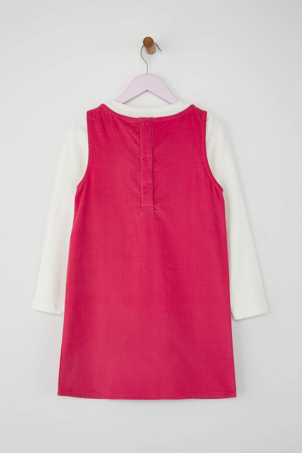 Gul Kurusu-Ekru 2li 100% Pamuk Kadife Duz Kare Yaka A-line K?z Cocuk Dokuma Elbise TKDAW26EL00005 - Trendyolmilla фото 4