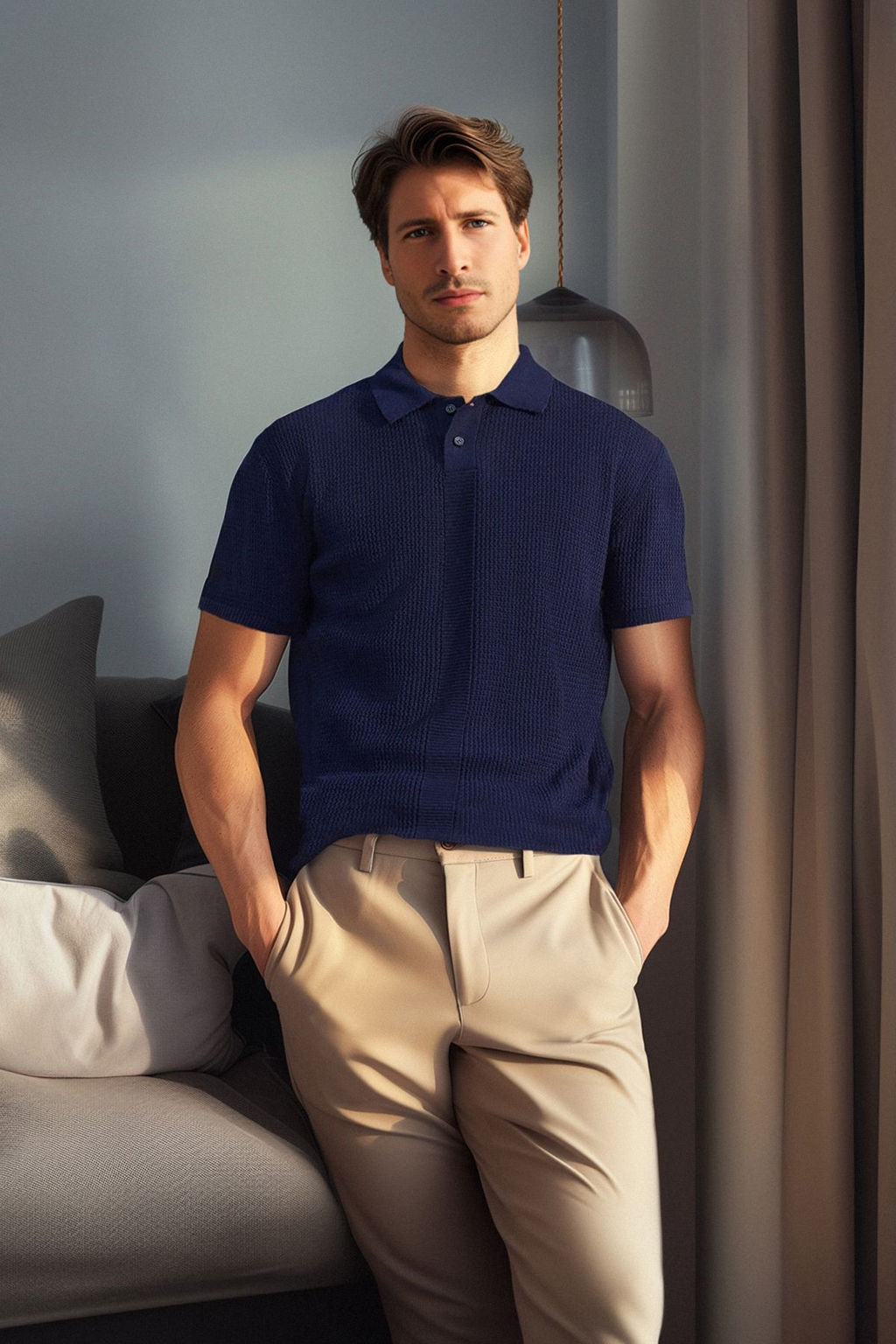 TRENDYOL MAN Lacivert Limited Edition Relaxed K?sa Kol Triko Polo Yaka T-shirt TMNSS23PO00025