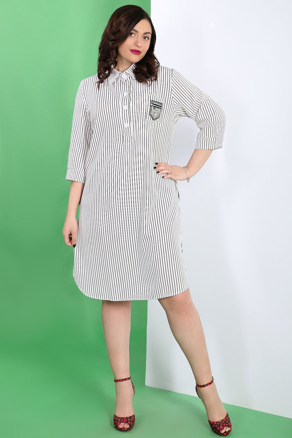 Платье летнее в полоску с поясом