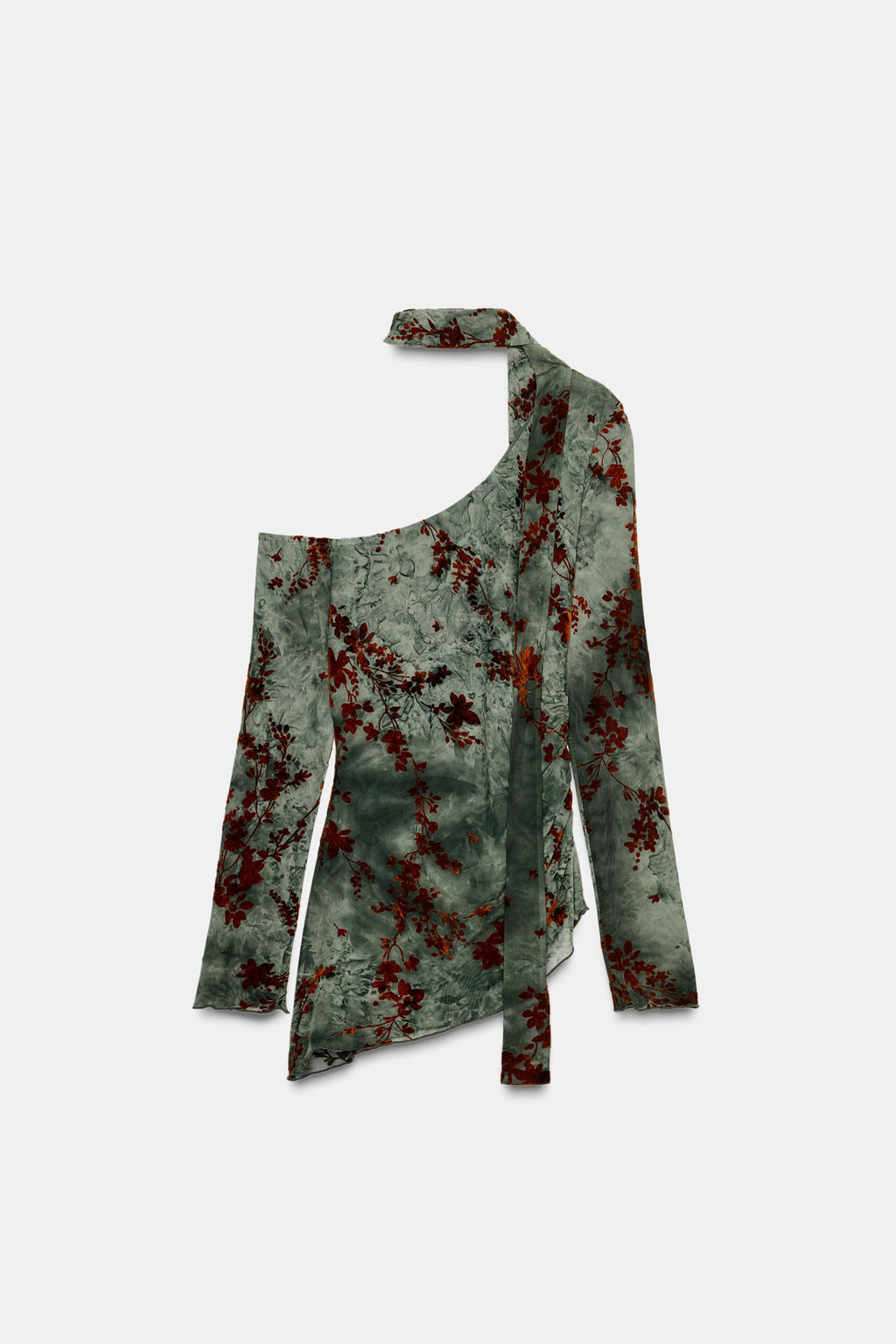 ASYMMETRIC FLOCKED TULLE TOP - Zara фото 6