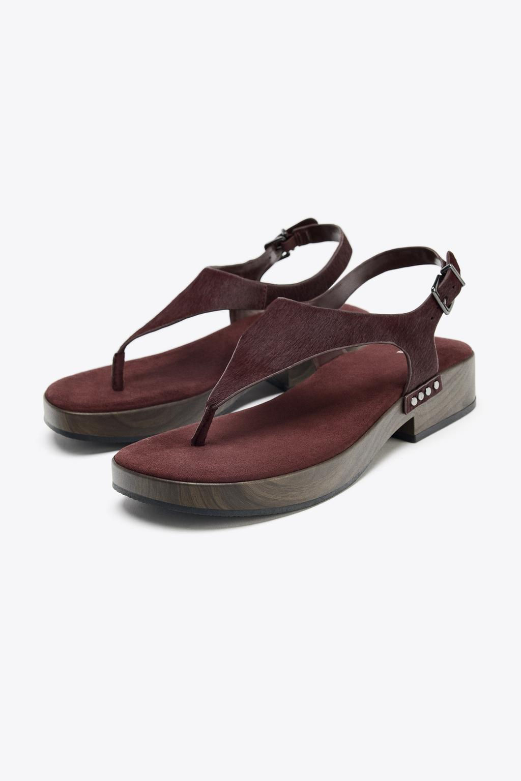 LEATHER STUDDED SANDALS - Zara фото 4