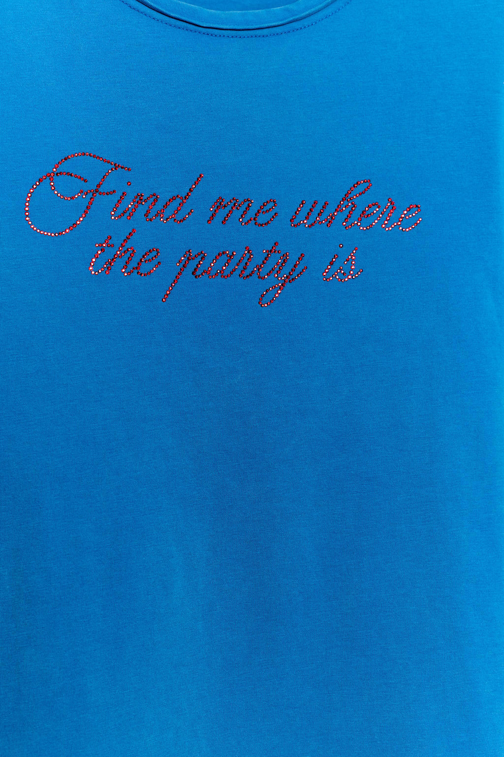 CAMISETA TEXTO BRILLO EFECTO LAVADO / Azul