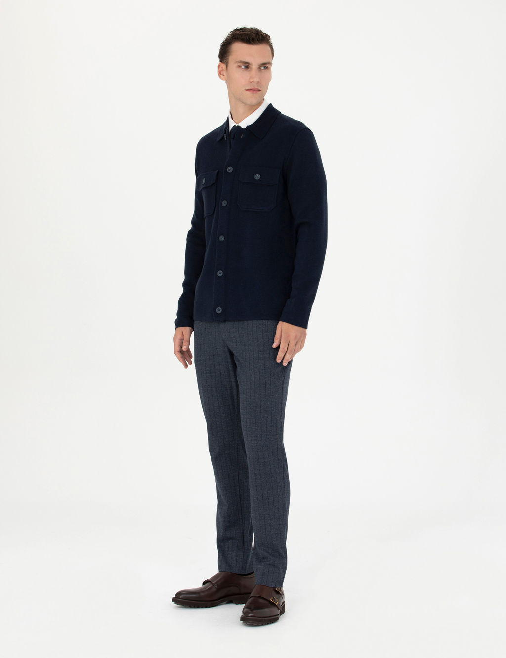 Lacivert Ekstra Slim Fit _izgili Kuma_ Pantolon