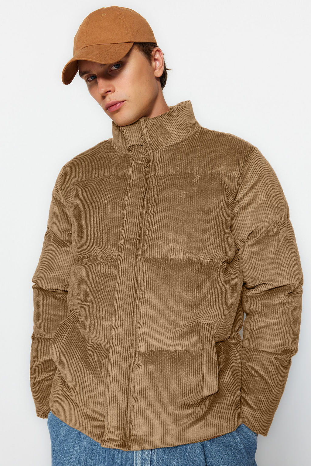 TRENDYOL MAN Camel Regular Fit Dik Yaka Fitilli Kadife Sisme K?sl?k Mont TMNAW22MO0182 - Trendyolmilla фото 10