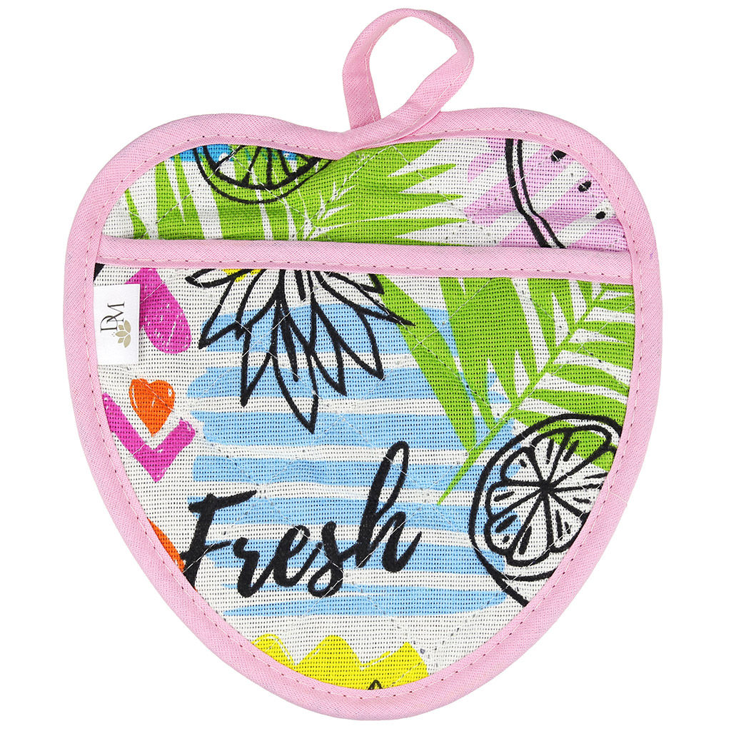 Прихватка с запахом 20х20см ФрешФут б/з, форма Клубника, рогожка 171г/м2, хлопок 100%, наполнитель - ватин 280г/м2, на пластмассовом подвесе, Домашняя мода (Россия)  фото 2