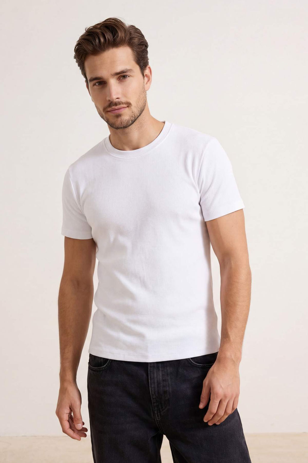 Siyah Regular/Normal Kesim Dokulu Kaskorse Basic T-Shirt TMNSS26TS00002 - Trendyolmilla фото 10