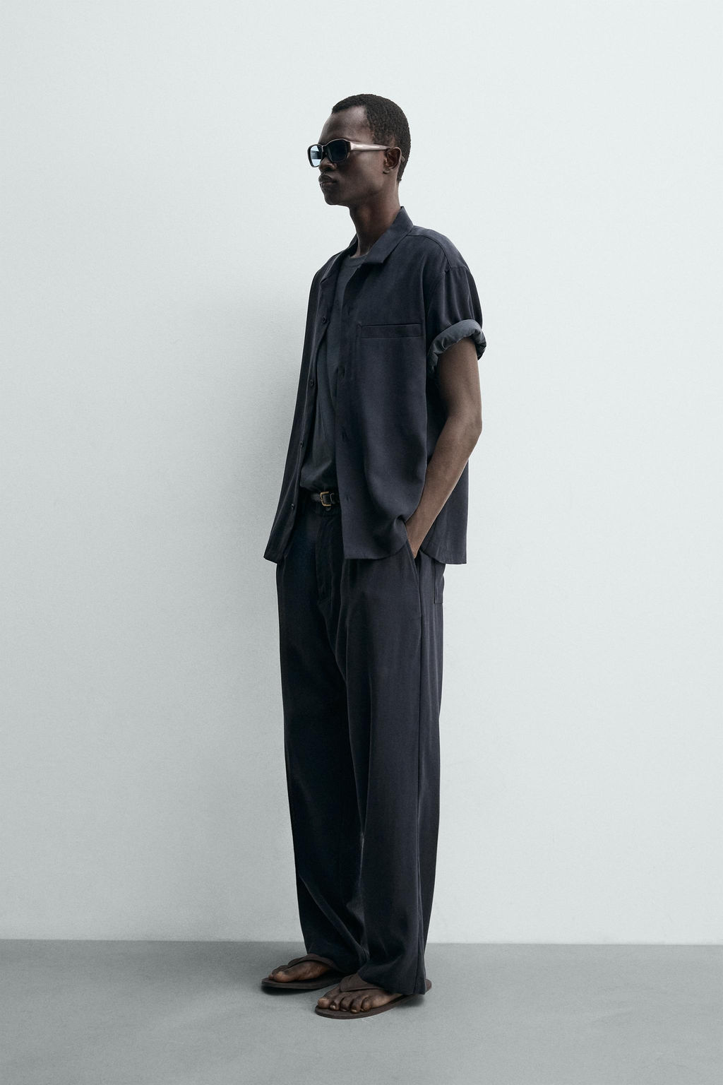CAMISA FLUIDA RELAXED FIT / Gris azul - Zara фото 4