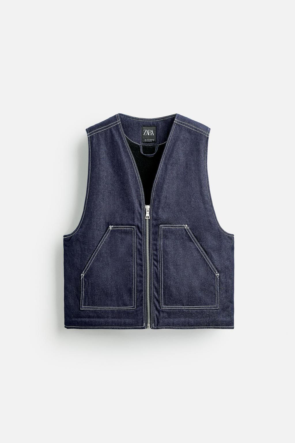STITCHED DENIM WAISTCOAT - Zara фото 6