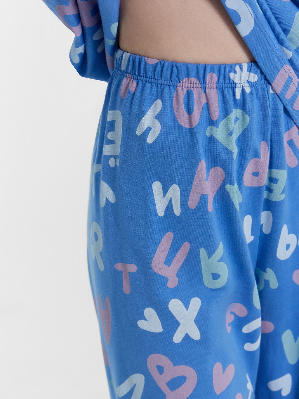 Комплект для девочек (джемпер, брюки) синий с алфавитом - Mark formelle фото 5