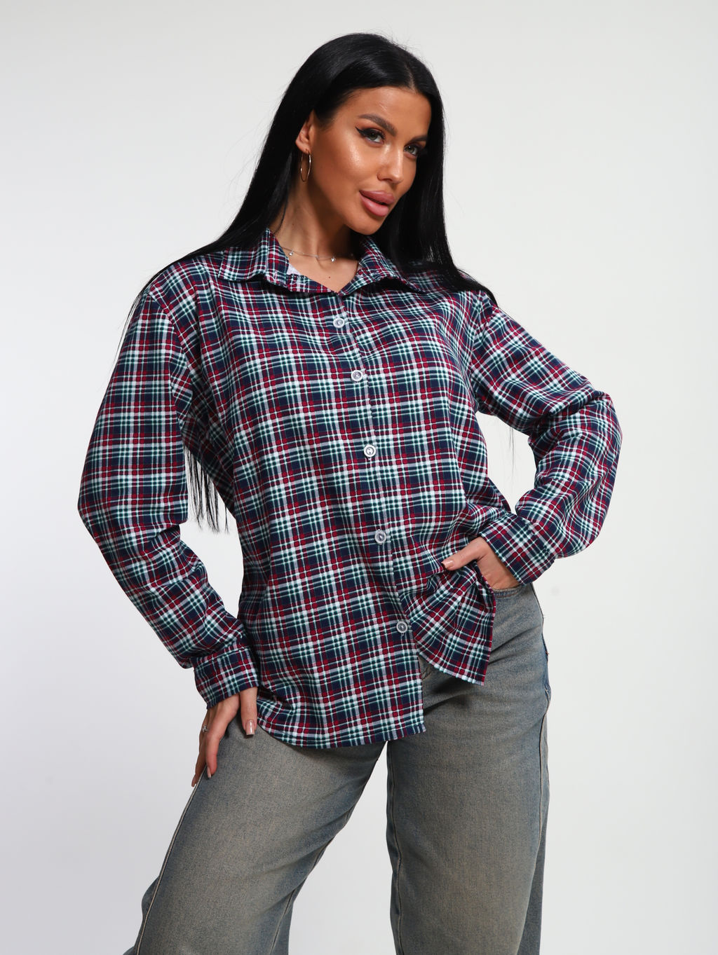 М380 Рубашка с длинным рукавом (бордо)