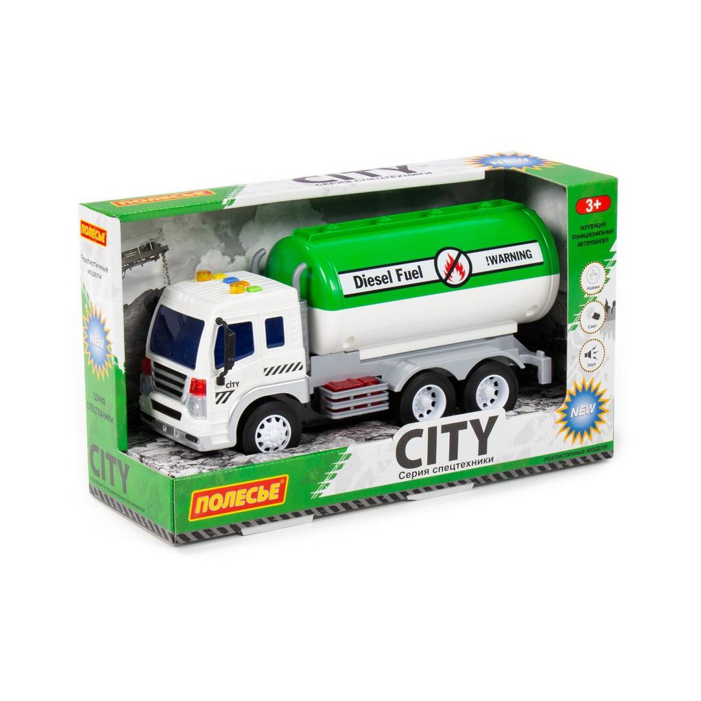 Сити, автомобиль с цистерной инерционный (со светом и звуком) (зелёный) (в коробке) - Полесье фото 7