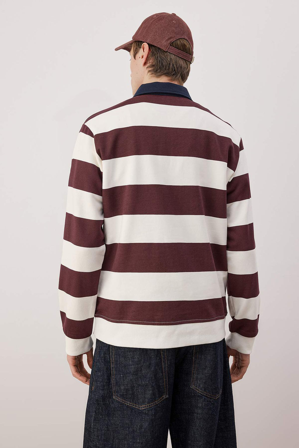 TRENDYOL MAN Lacivert Regular/Normal Kesim Polo Yaka Cizgili Ici Polar/S?cak Tutan Sweatshirt TMNAW24SW00240 - Trendyolmilla фото 28