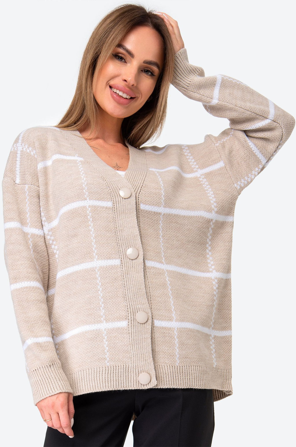 Женский удлиненный кардиган оверсайз на пуговицах Happy Fox  фото 5