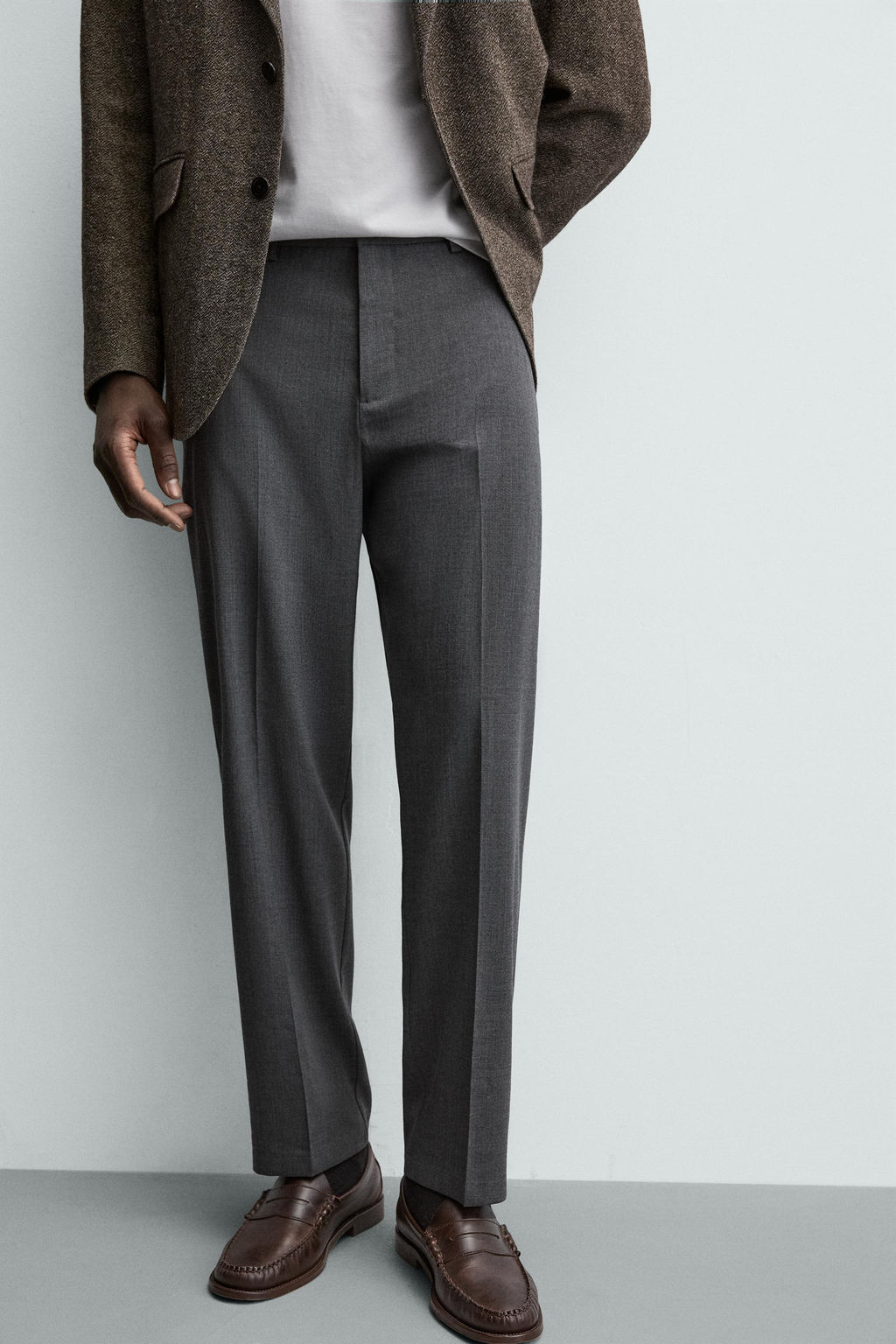 PANTAL?N CON LANA REGULAR FIT NON IRON / Gris - Zara фото 5
